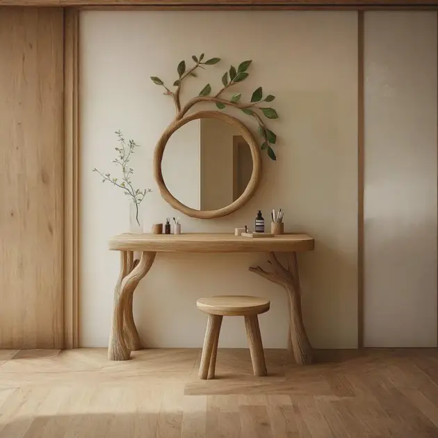 Tree Branch Dressing Table And Mirror Set Solid Wood Rustic