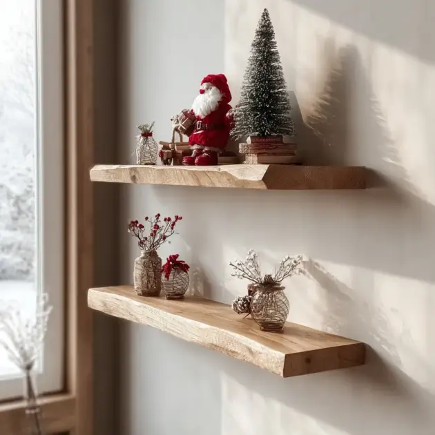 Floating Corner Wall Shelf Live Edge Nursery Bookshelf