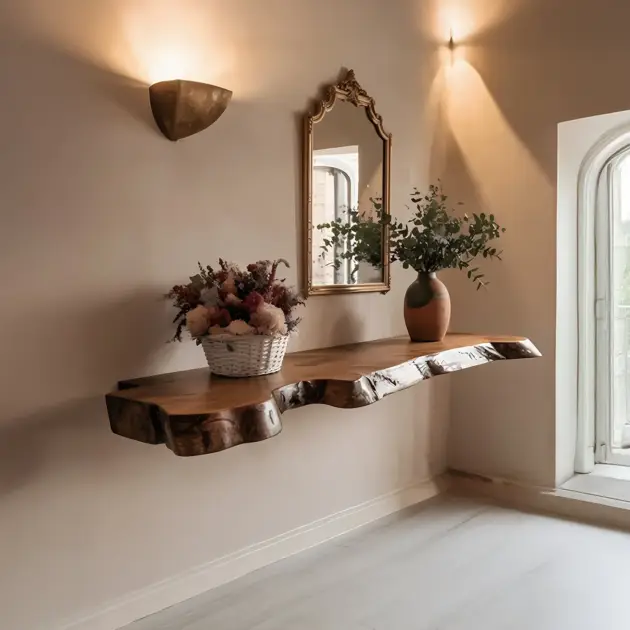 Walnut Live Edge Floating Shelves Heavy Duty Farmhouse