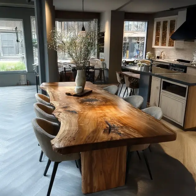 Walnut Live Edge Dining Table Handcrafted Solid Wood Farmhouse