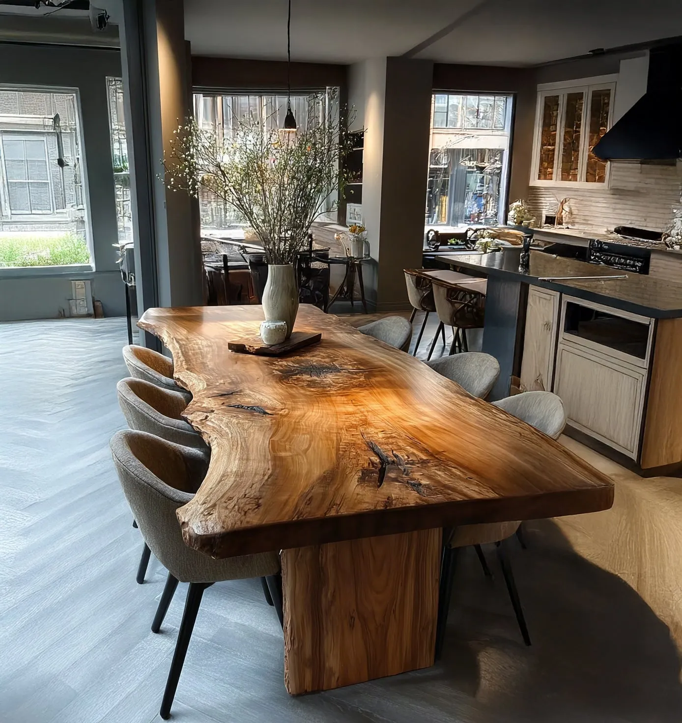 Walnut Live Edge Dining Table Handcrafted Solid Wood Farmhouse