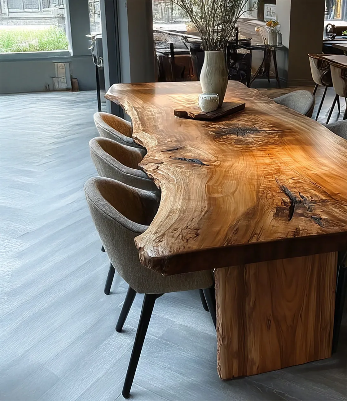 Walnut Live Edge Dining Table Handcrafted Solid Wood Farmhouse - Image 3