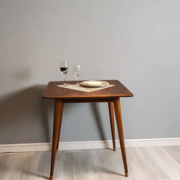 Square Dining Table Dark Walnut Compact Two To Four Seat