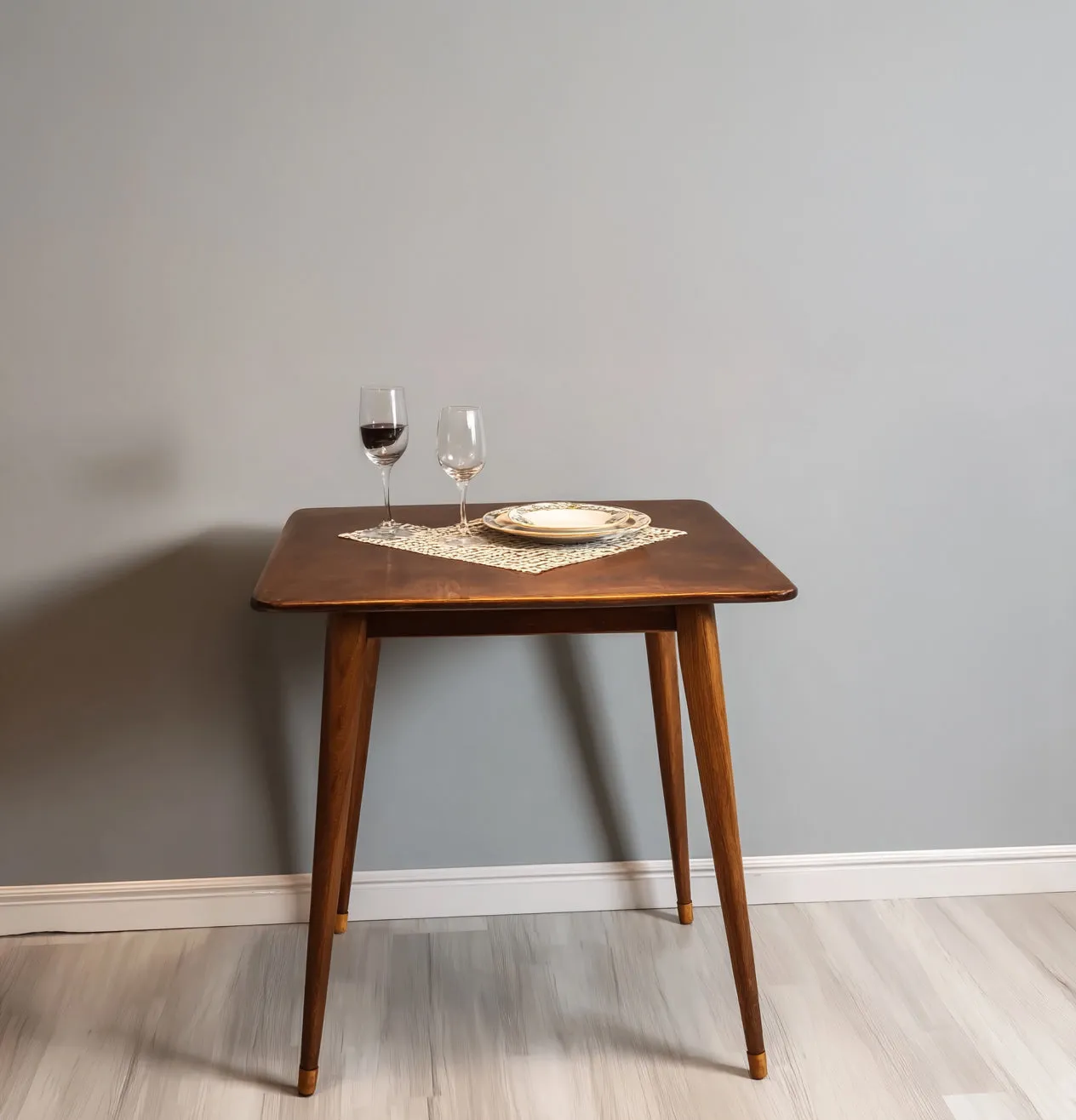 Square Dining Table Dark Walnut Compact Two To Four Seat