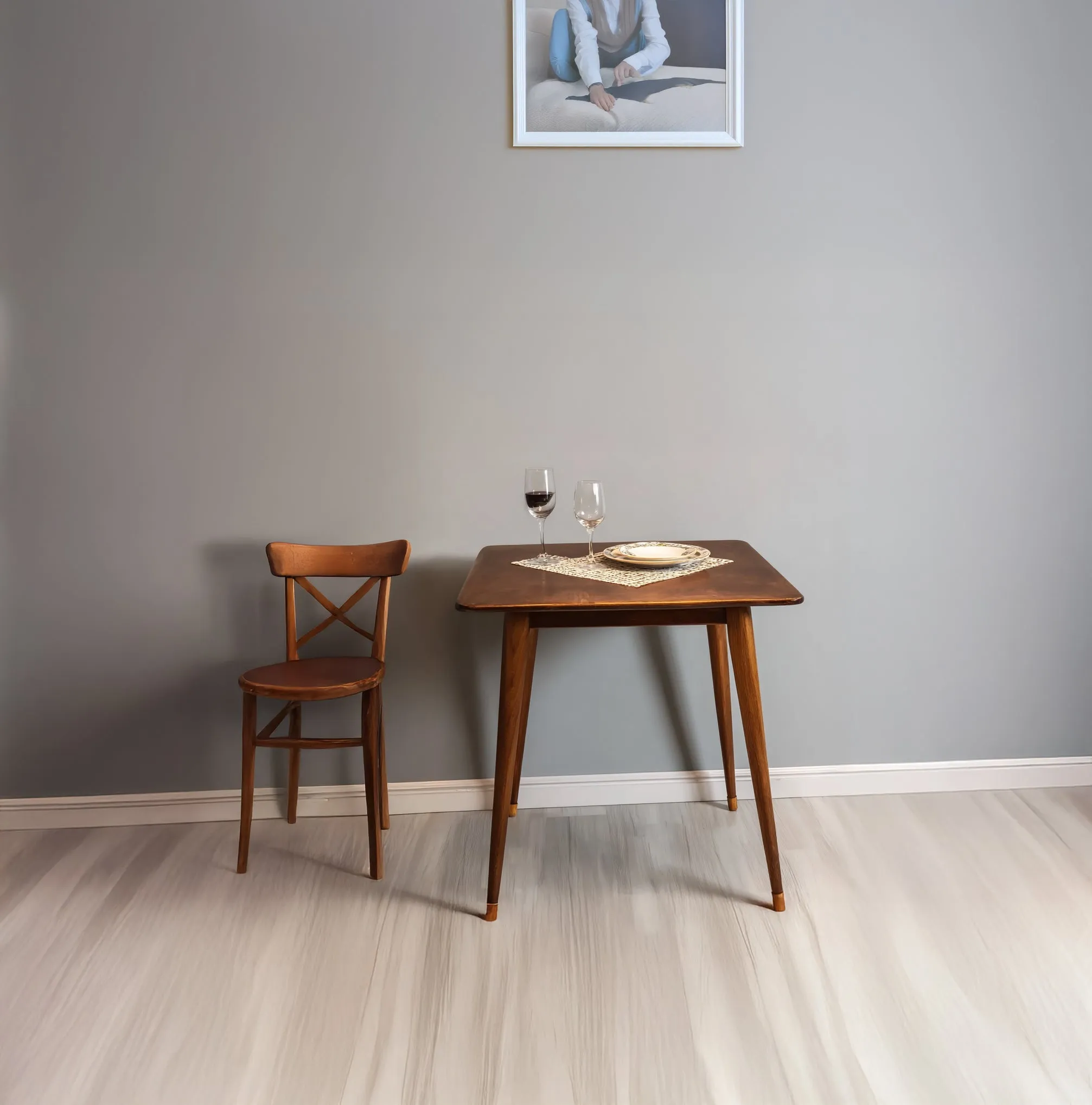 Square Dining Table Dark Walnut Compact Two To Four Seat - Image 2