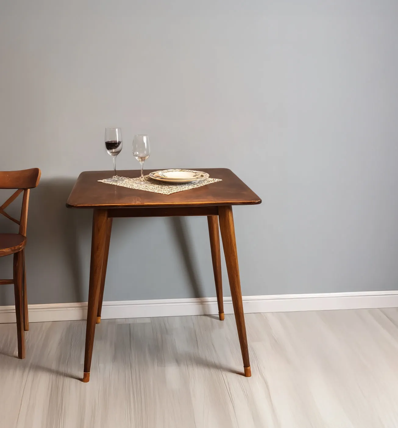 Square Dining Table Dark Walnut Compact Two To Four Seat - Image 3