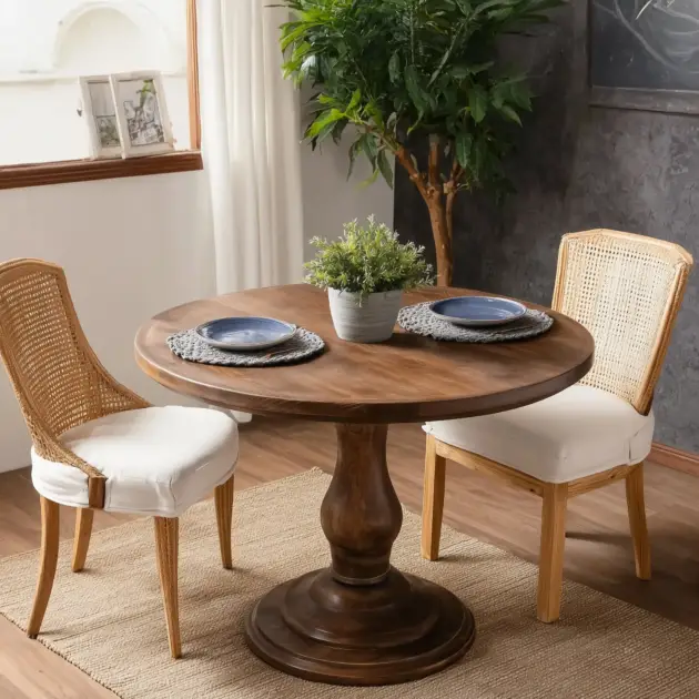 Oak Round Dining Table Tulip Pedestal Two To Six Seat